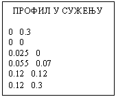 Text Box: ПРОФИЛ У СУЖЕЊУ
0 0.3
0 0
0.025 0
0.055 0.07
0.12 0.12
0.12 0.3